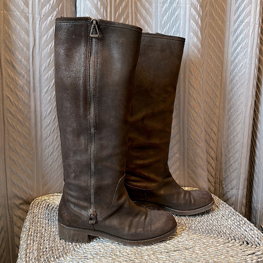 Jimmy Choo Suede chocolate brown leather Riding Boots size 40
